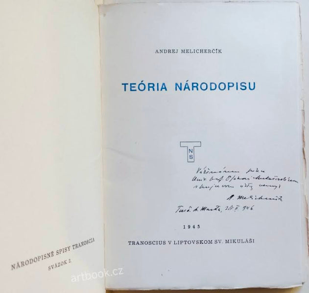 Melicherčík, Andrej: Teória národopisu. - 1945.