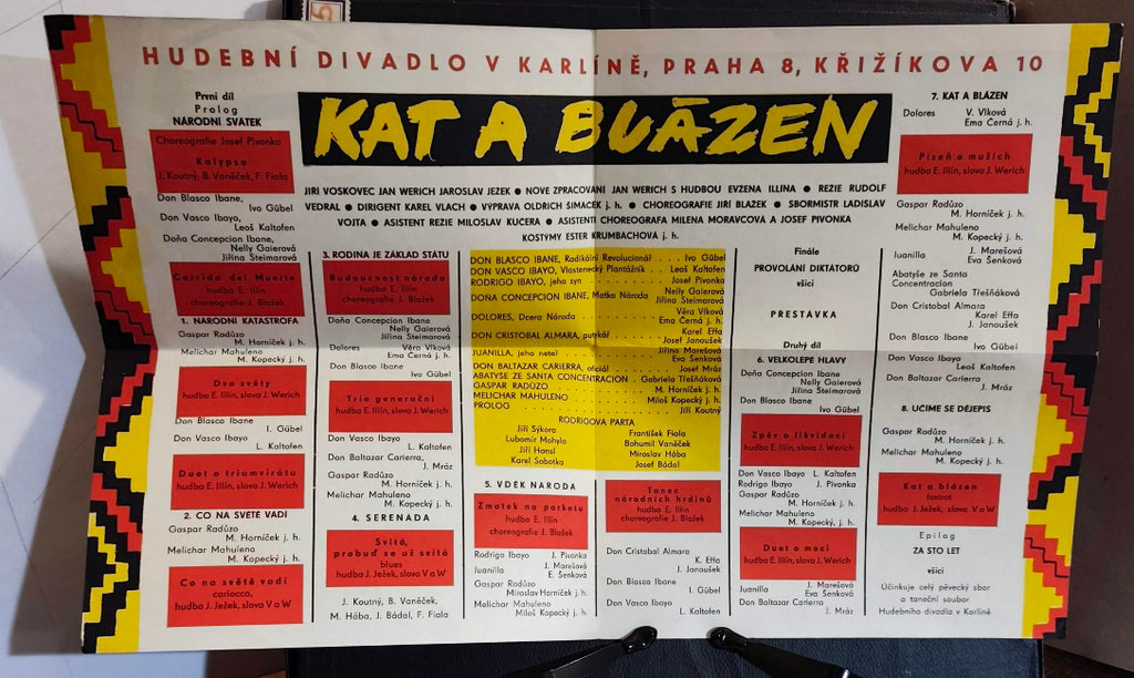 Jiří Voskovec, Jan Werich, Jaroslav Ježek: Kat a blázen. - divadelní program, 1962.