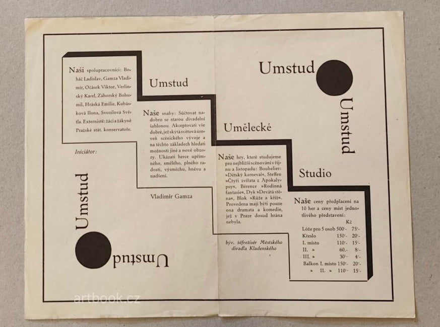 UMSTUD. Vladimir Gamza. - programový leták (1926).