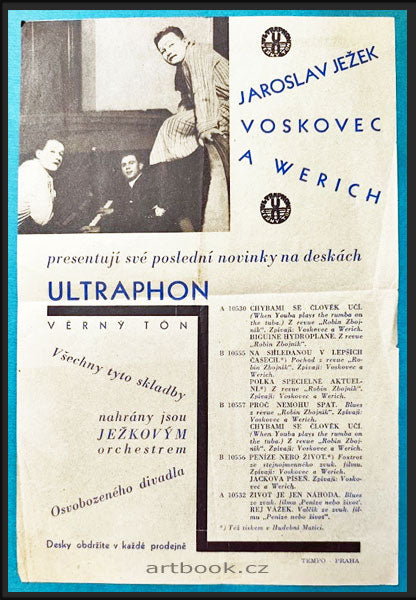 Ultraphon - JEŽEK, VOSKOVEC A WERICH. Reklamní leták, kol. 1938.