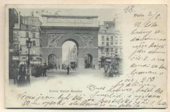 PARIS - PORTE SAINT-MARTIN. - 1900. Pohlednice. Paříž. Francie. Cizina. Dlouhá adresa.