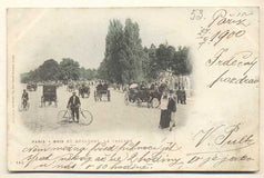 PARIS - BOIS DE BOULOGNE; LA CASCADE. - 1900. Pohlednice. Paříž. Francie. Cizina. Místopis. Dlouhá adresa. Kočáry; kola.