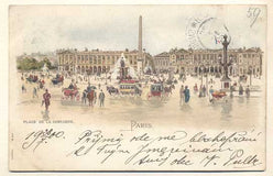 PARIS - PLACE DE LA CONCORDE. - 1900. Pohlednice. Paříž. Francie. Cizina. Místopis. Dlouhá adresa. Kočáry.
