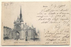 PARIS - EGLISE SAINT-LAURENT. - 1900. Pohlednice. Paříž. Francie. Cizina. Místopis. Dlouhá adresa.