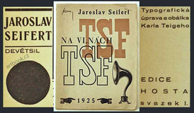 Teige - SEIFERT; JAROSLAV: NA VLNÁCH TSF. - 1925.  1. vyd. Edice Hosta sv. I. Original wrappers. Design by KAREL TEIGE. /poesie/poetismus/