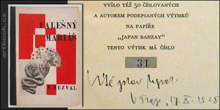 NEZVAL; VÍTĚZSLAV: FALEŠNÝ MARIÁŠ. - 1925. 1. vyd.;  Odeon; ob. ŠTYRSKÝ & TOYEN. Podpis autora. číslovaný exemplář. /q/