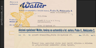 AUTO ŠKODA / WALTER JUNIOR. - 1934. Cenové nabídky na firemních tiskopisech. /technika/