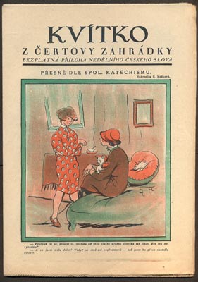 Mašková - KVÍTKO Z ČERTOVY ZAHRÁDKY. - č. 12, 1928. Nedělní příloha Českého slova. Obálka ZDENKA MAŠKOVÁ. /kvítko/karikatury/humor/