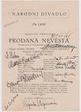 PRODANÁ NEVĚSTA. Program Národního divadla v Praze s podpisy 13 aktérů operního představení. 1945-1949.