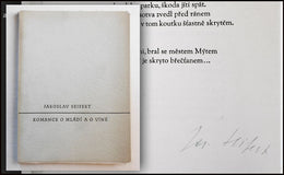 SEIFERT, JAROSLAV: ROMANCE O MLÁDÍ A O VÍNĚ. - s podpisem autora, Picka 1947.