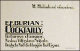 E.F. BURIAN, (Vítězslav Nezval). COCKTAILY. Tři barové šansony. - 1927. /hudební avantgarda, jazz, dada/