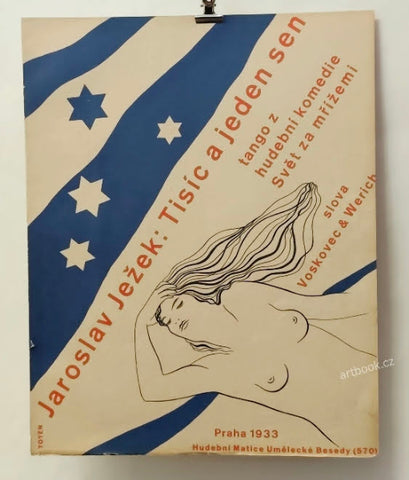 Toyen - JEŽEK; JAROSLAV: TISÍC A JEDEN SEN. - 1933. Podpisy Ježek, Voskovec a Werich.