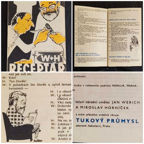 Werich, Horníček - W+H Receptář. Propagační tiskovina Tukového průmyslu, 60 léta.