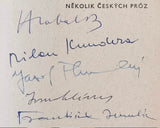 Bohumil Hrabal, Josef Škvorecký, Milan Kundera, Ivan Klíma, František Hrubín - 5 podpisů v knize.