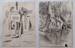 Jiří Švengsbír. 2 sign. kresby tužkou + katalog s podpisem.