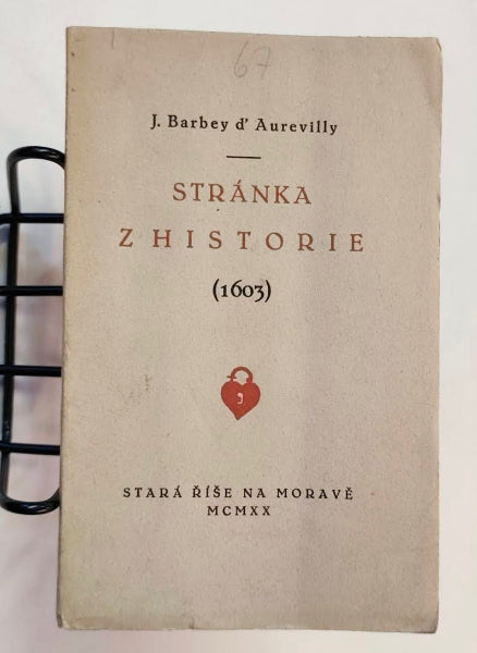 BARBEY D'AUREVILLY; JULES: STRÁNKA Z HISTORIE. - 1920.