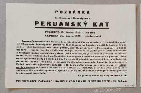 G. RIBEMONT DESSAIGNES: PERUÁNSKÝ KAT. / OSVOBOZENÉ DIVADLO. 19. a 20. února 1929.