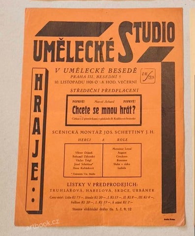 MARCEL ACHARD. CHCETE SE MNOU HRÁT? Umělecké Studio. Vladimír Gamza. 1926.