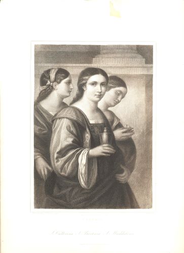 Svatá CATERINA, BARBORA  a MAGDALÉNA - ocelorytina, ca. 1850.