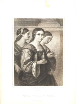 Svatá CATERINA, BARBORA  a MAGDALÉNA - ocelorytina, ca. 1850.