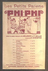 WILLEMETZ A.; SOLLAR F.; CHRISTINE H.: PHI-PHI - CHANSON DES PETITS PAIENS. - 1918.