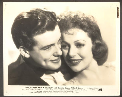 LORETTA YOUNG; RICHARD GREENE - "FOUR MEN AND A PRAYER" - Černobílá fotografie. - 1938.