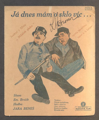 BROŽÍK, EM.; BENEŠ, JÁRA: JÁ DNES MÁM O SKLO VÍC ... - 1931.