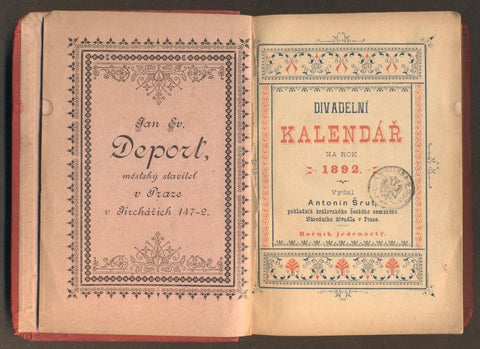 DIVADELNÍ KALENDÁŘ NA ROK 1892. - Národní divadlo.