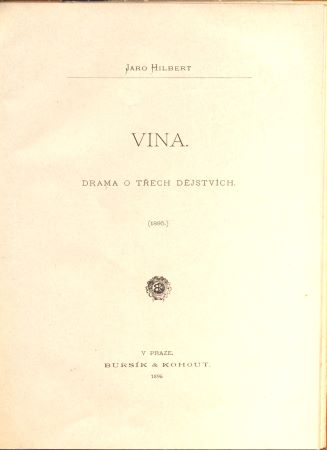 HILBERT, JARO: VINA. - 1896.