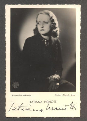 TATIANA MENOTTI. - Fotografická pohlednice s podpisem. /divadlo/osobnosti/