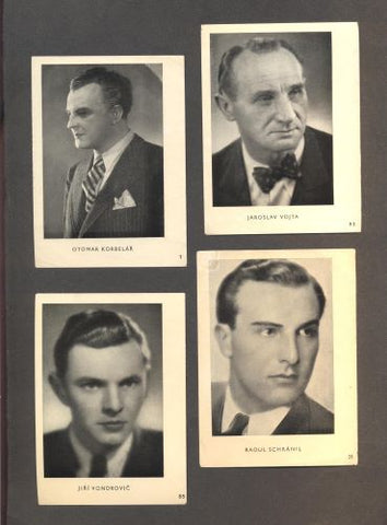 Kinorevue - kartičky: Jaroslav Vojta - Raoul Schránil - Jiří Vondrovič - Otomar Korbelář.