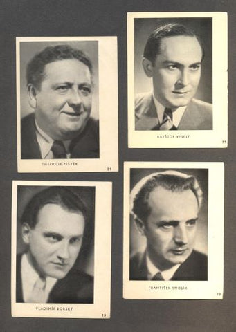 Kinorevue - kartičky: Vladimír Borský - Theodor Pištěk - František Smolík - Kryštof Veselý.