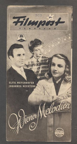 WIENER MELODIEN. - Filmpost Programm 279.