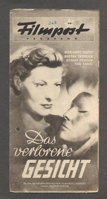 DAS VERLORENE GESICHT. - Filmpost Programm 258.
