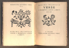 MATHESIUS, BOHUMIL: VERŠE O MAMINCE, LÁSCE A SMRTI. 1914 - 1917.