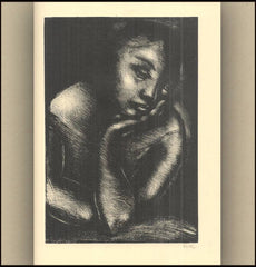 Rudolf Kremlička. Zamyšlené děvče. Litografie. 170x115 mm, sign. tužkou, monogram RK.