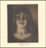 T.F. Šimon. Dívčí hlava. Mezzotinta. 105x85 mm, signatura tužkou.