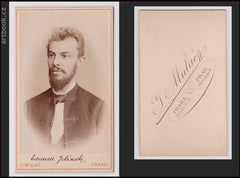 EDVARD JELÍNEK. (6. června 1855 Praha – 15. března 1897 Praha) spisovatel. Vizitka /kabinetka/.