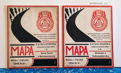 Dvě mapy - O stavu vozovek československých silnic, r. 1930. 1:700 000.