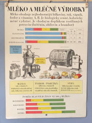 ŠKOLNÍ TABULE. VÝŽIVA. 1954 - MLÉKO A MLÉČNÉ VÝROBKY.