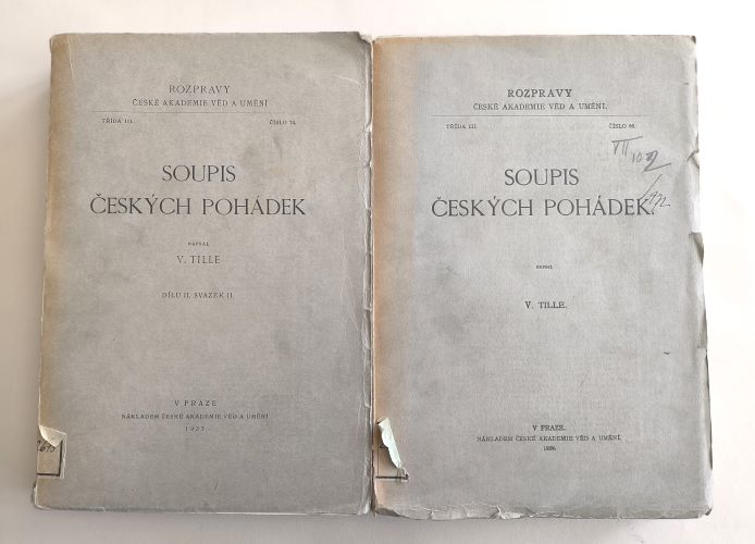 TILLE, VÁCLAV: SOUPIS ČESKÝCH POHÁDEK. I.  a II. svazek. - 1929. 1937.
