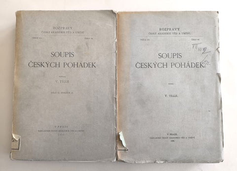 TILLE, VÁCLAV: SOUPIS ČESKÝCH POHÁDEK. I.  a II. svazek. - 1929. 1937.