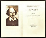 SHAKESPEAROVY SONETY. - Přeložil JAROSLAV VRCHLICKÝ. 1954.