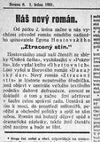 HOSTOVSKÝ, Egon. Ztracený stín. - 1931. Novinové vydání. Románová příloha Národního osvobození.