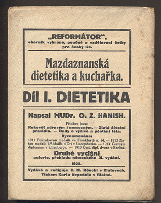 HANISH, O. Z.: MAZDAZNANSKÁ DIETETIKA A KUCHAŘKA. - 1922.