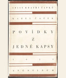 ČAPEK; KAREL: POVÍDKY Z JEDNÉ KAPSY. - 1929. 1. vyd. Obálka  a úprava JOSEF ČAPEK. /jc/
