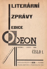 Teige - LITERÁRNÍ ZPRÁVY EDICE ODEON. Č. 1. - 1926. Ročník I.; Jaro. Ukázkové číslo.