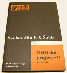 ŠALDA; F. X.: KRITICKÉ PROJEVY - 11  (1919-1921). - 1959. Soubor díla F. X. Šaldy 20. Obálka KAREL TEIGE.