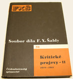 ŠALDA; F. X.: KRITICKÉ PROJEVY - 11  (1919-1921). - 1959. Soubor díla F. X. Šaldy 20. Obálka KAREL TEIGE.