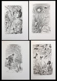 Bouda - NERUDA; JAN: PROSTÉ MOTIVY. - 1951. 4 celostr. mědirytiny CYRIL BOUDA; podpis CB; ruční papír.
